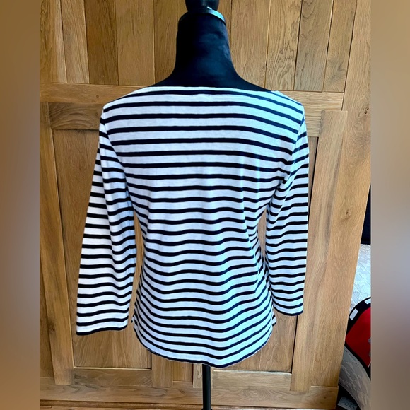 J.Crew Navy/White Striped Tee with bracelet length sleeves - Picture 3 of 11